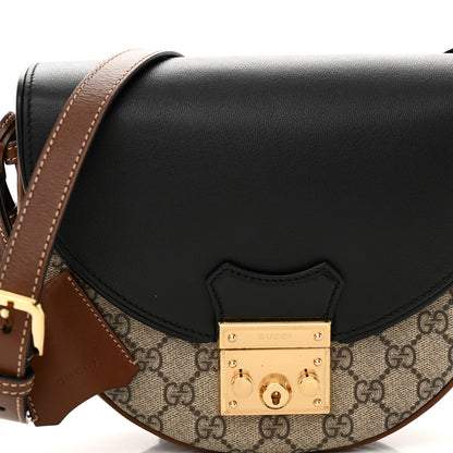 Gucci GG Supreme Monogram Calfskin Small Padlock Messenger Shoulder Bag Beige Black Cuir 8 of 14