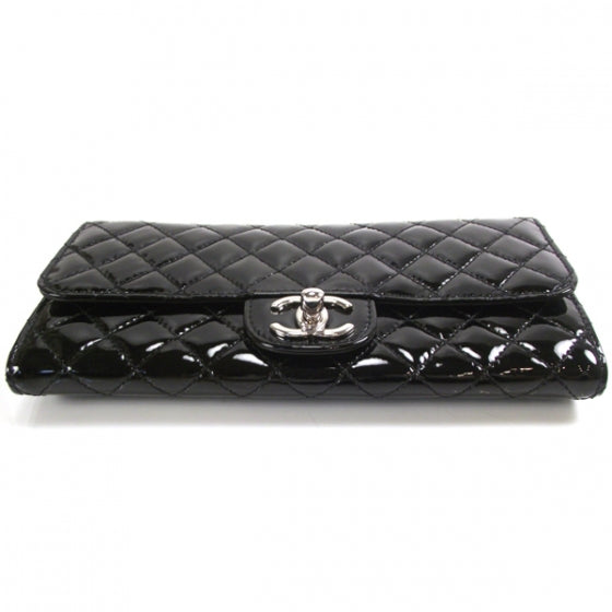 Chanel Patent Quilted Clutch Bag Black 5 of 10