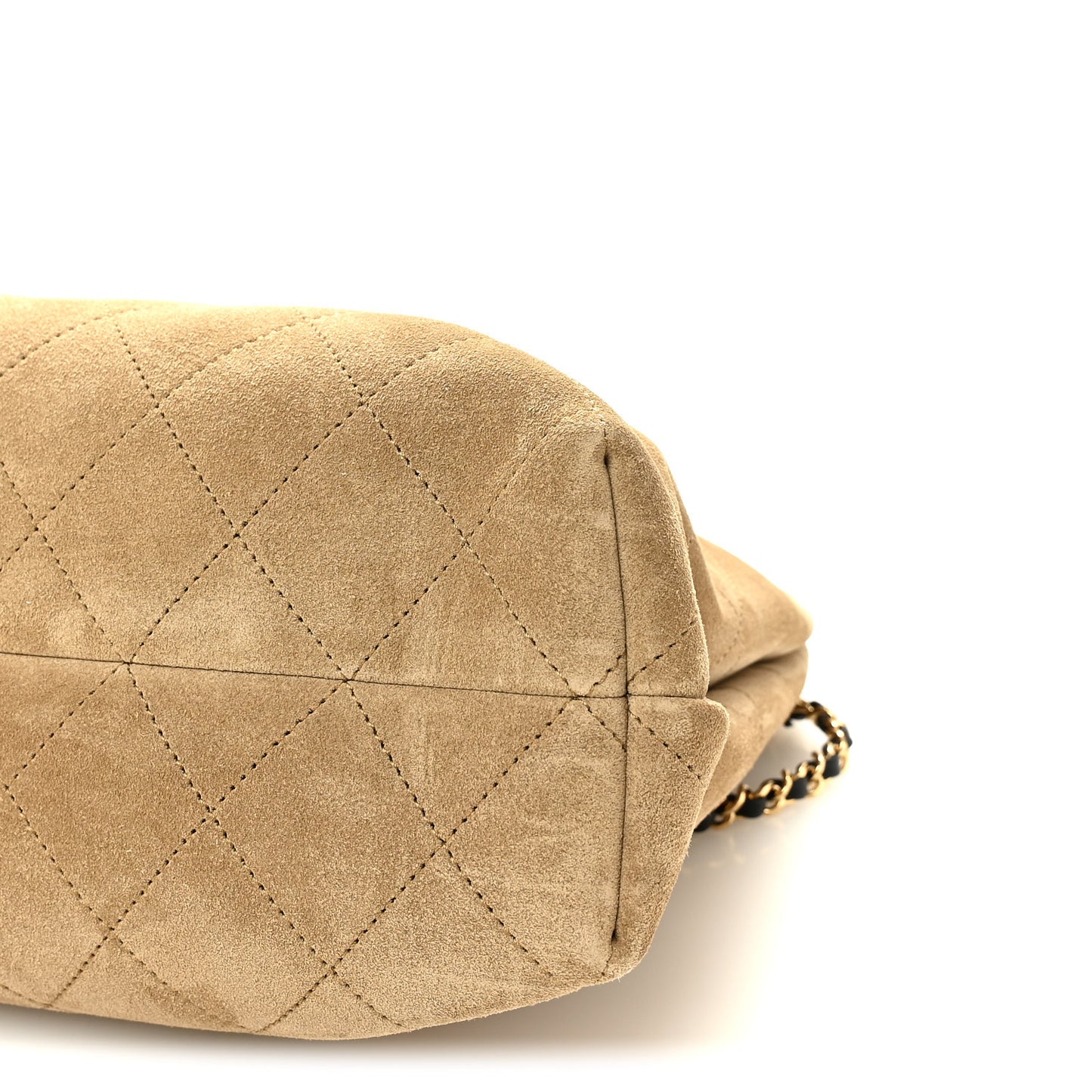 Suede Quilted Eyes On You Large Shopping Bag Beige