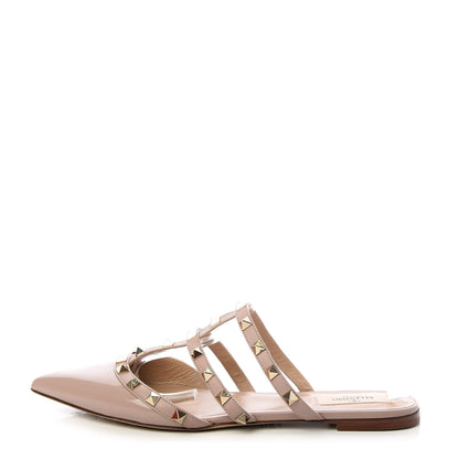 Valentino Garavani Patent Rockstud Flat Cage Mules 39 Poudre 1 of 11