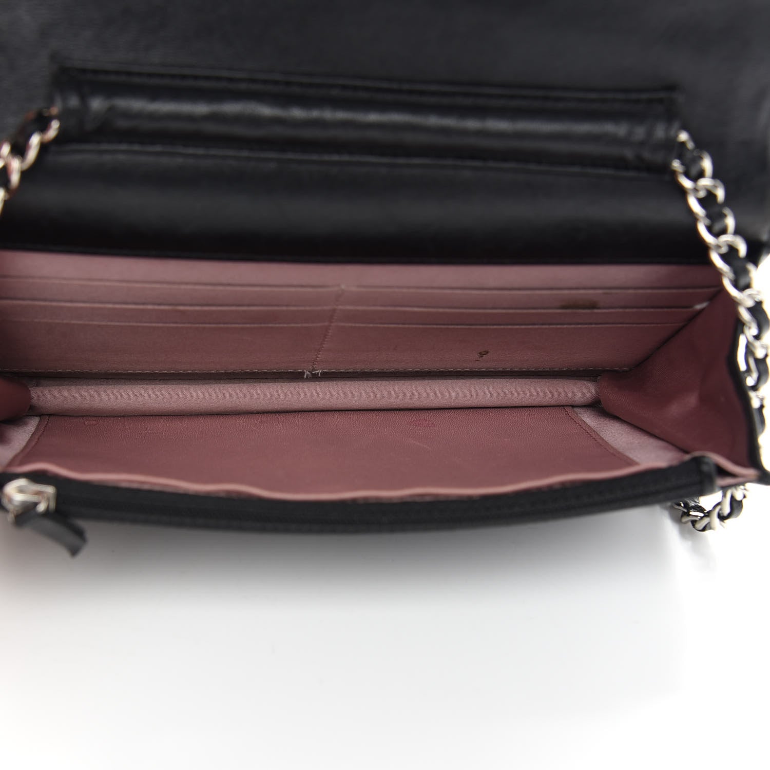 Chanel Lambskin Camellia Embossed Wallet on Chain WOC Black 5 of 11