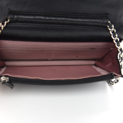 Chanel Lambskin Camellia Embossed Wallet on Chain WOC Black 5 of 11
