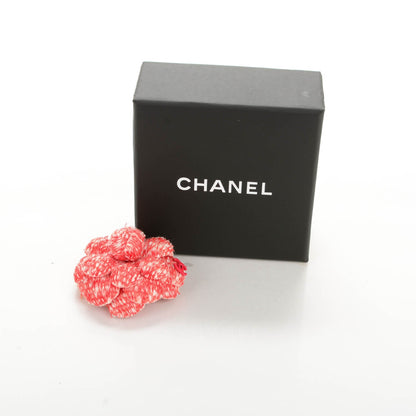 Chanel Fantasy Tweed Small Camellia CC Brooch Red Ecru 5 of 5