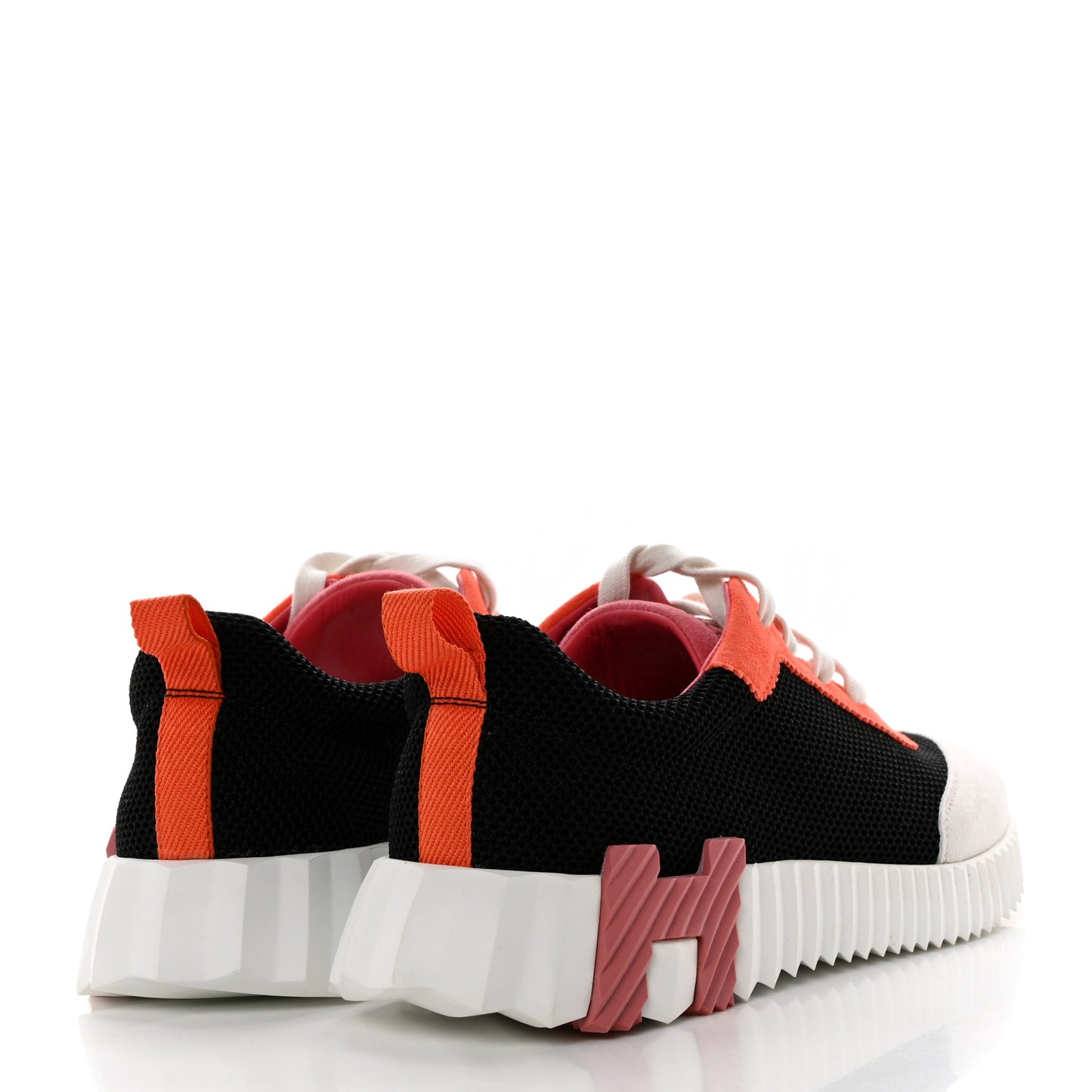 Air Mesh Suede Goatskin Bouncing Sneakers 40 Black Orange