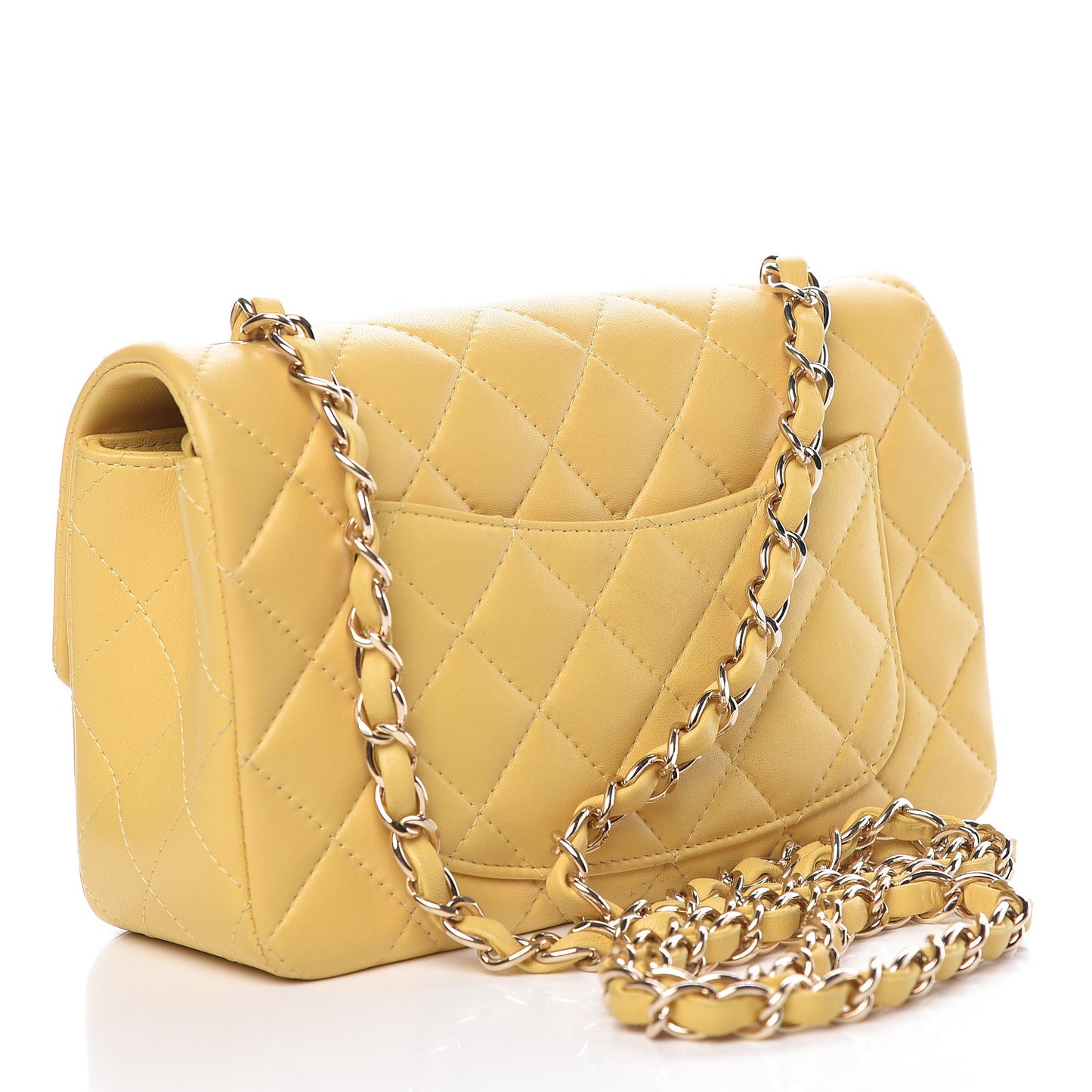 Lambskin Quilted Mini Rectangular Flap Yellow