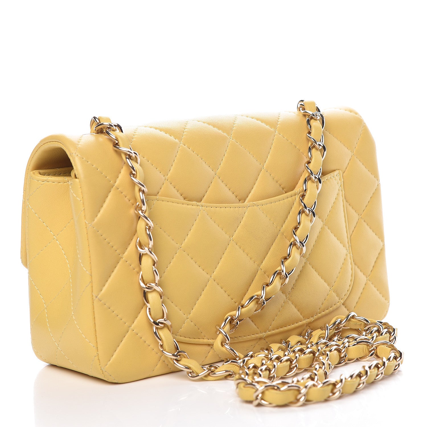 Chanel Lambskin Quilted Mini Rectangular Flap Yellow 3 of 16