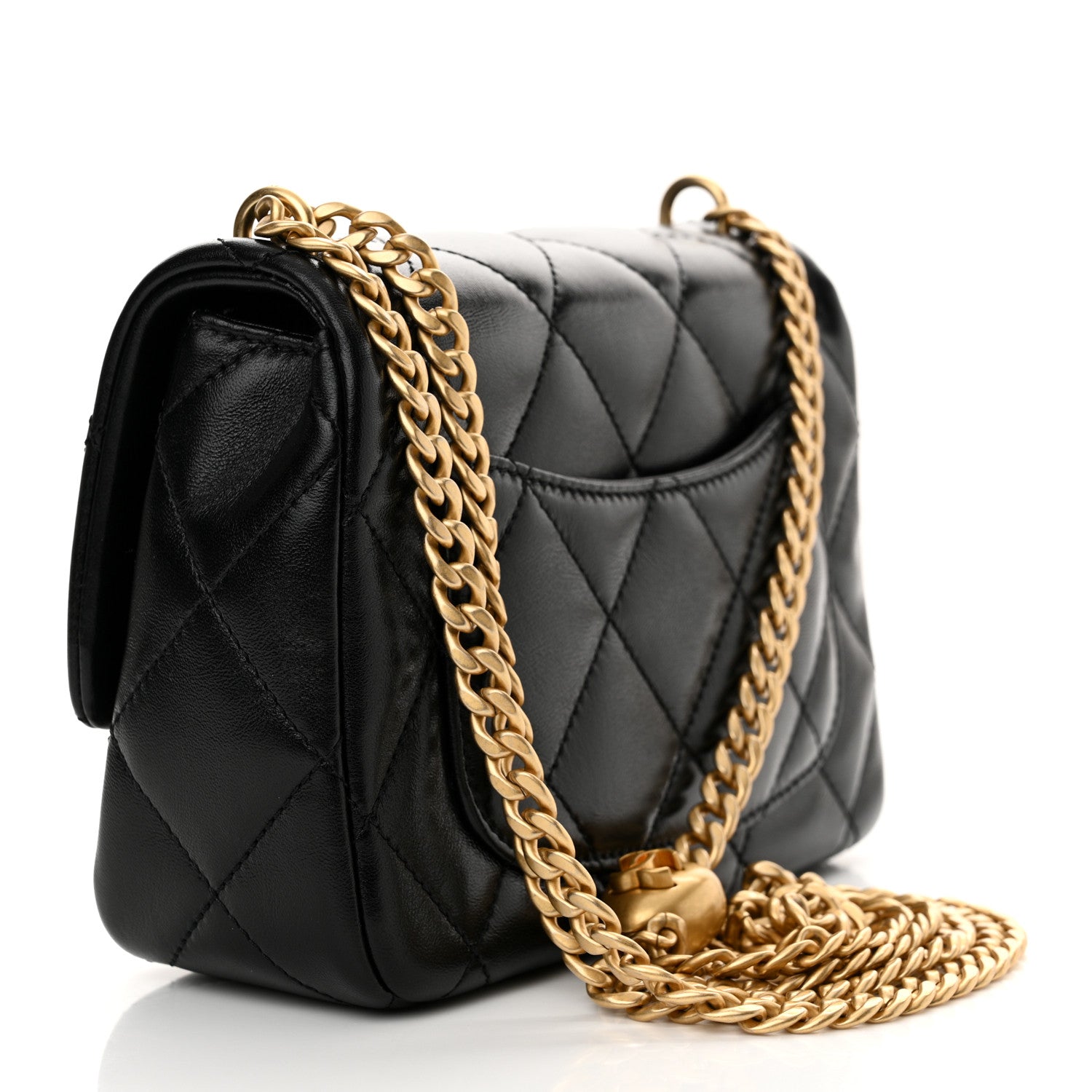 Chanel Shiny Lambskin Quilted Mini Sweetheart Flap Black 3 of 11