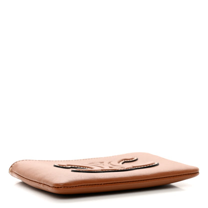 Celine Smooth Calfskin Cuir Triomphe Coin and Card Pouch With Hook Tan 4 of 6