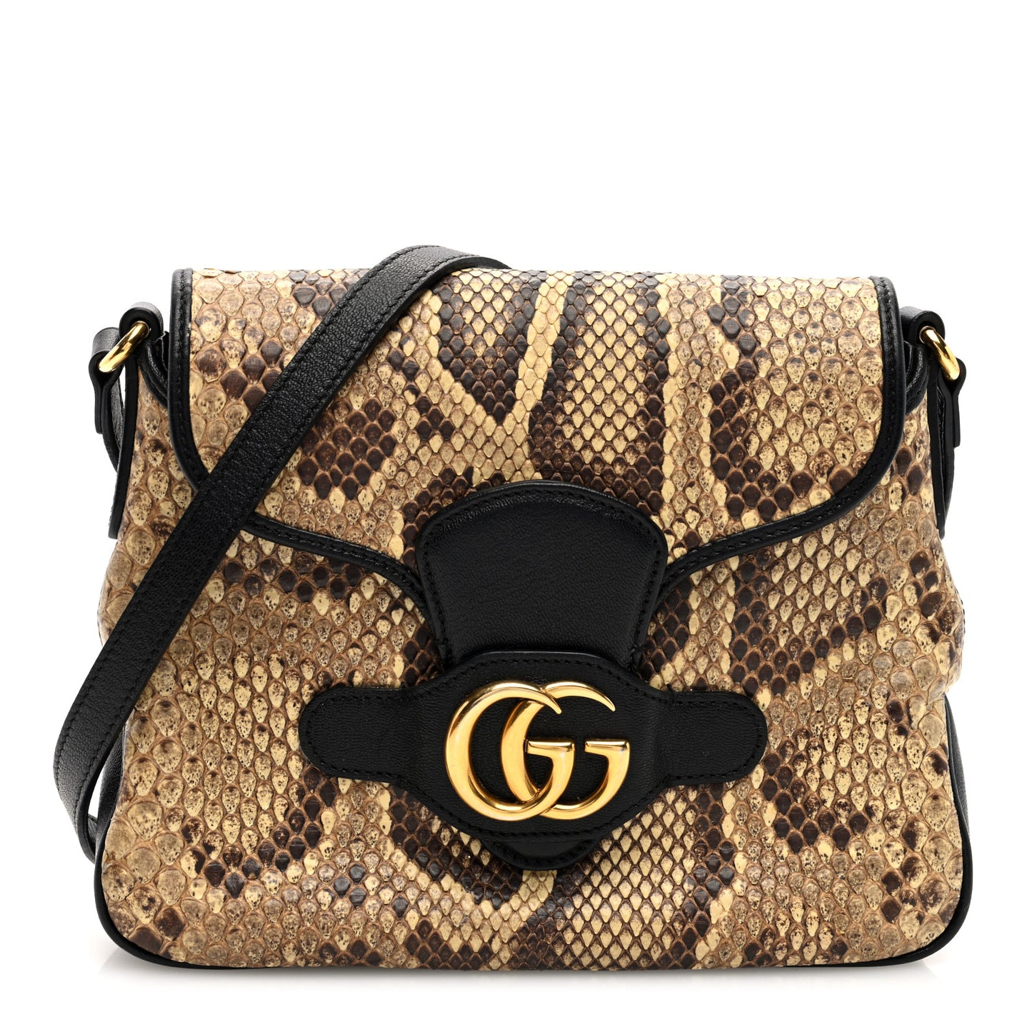 Snakeskin New Sakai Calfskin Lux Small Arli Flap Shoulder Bag Natural Black
