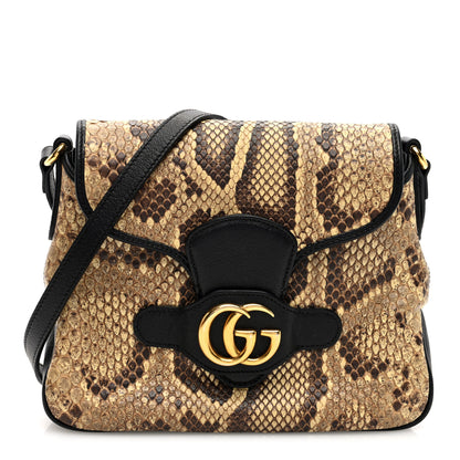 Gucci Snakeskin New Sakai Calfskin Lux Small Arli Flap Shoulder Bag Natural Black 1 of 10