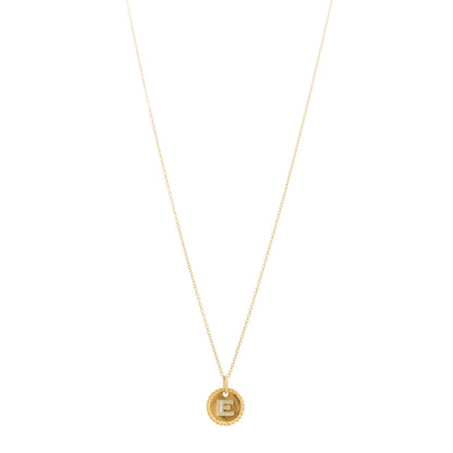 David Yurman 18K Yellow Gold Diamond Initial E Charm Necklace 1 of 5