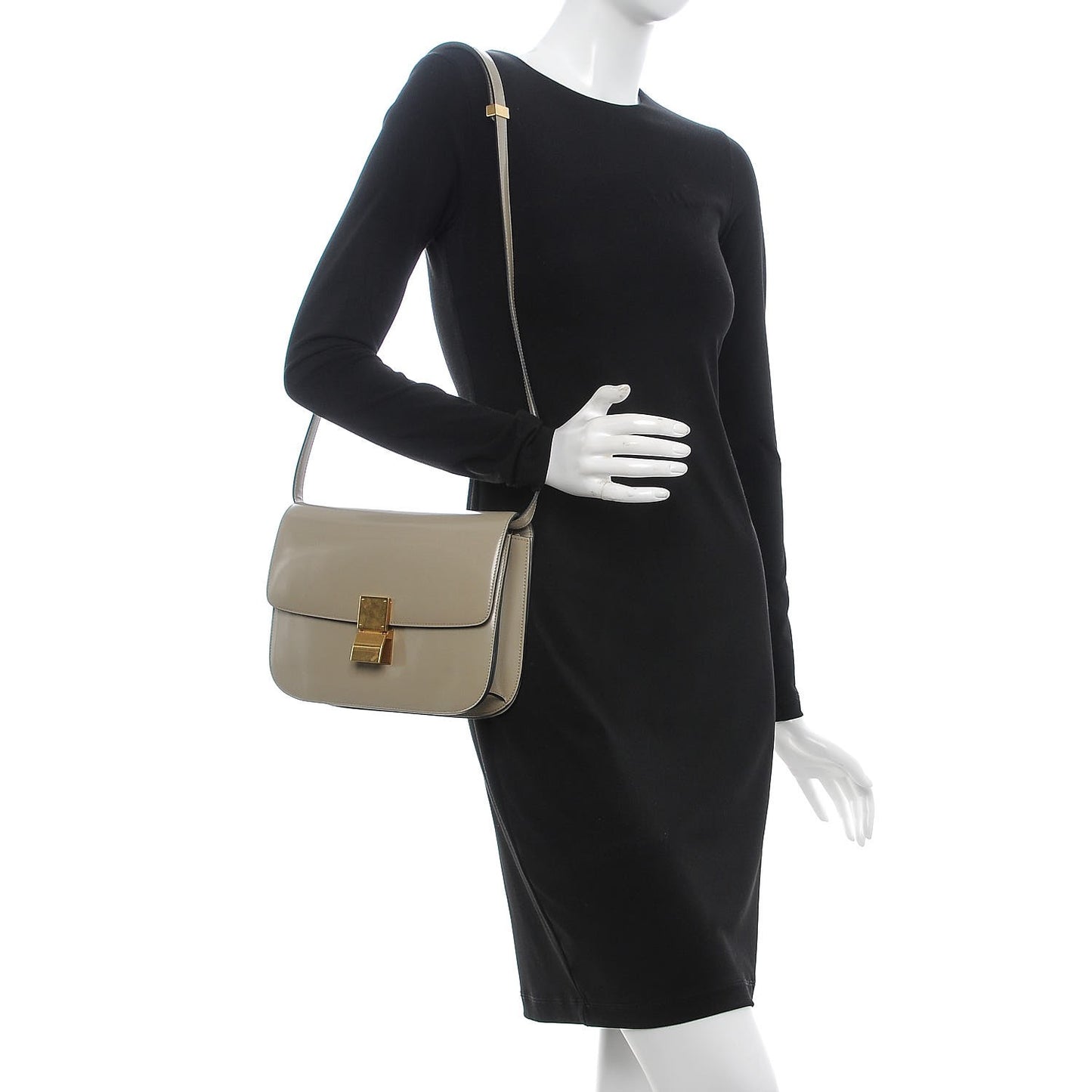 Spazzolato Calfskin Medium Classic Box Flap Bag Taupe