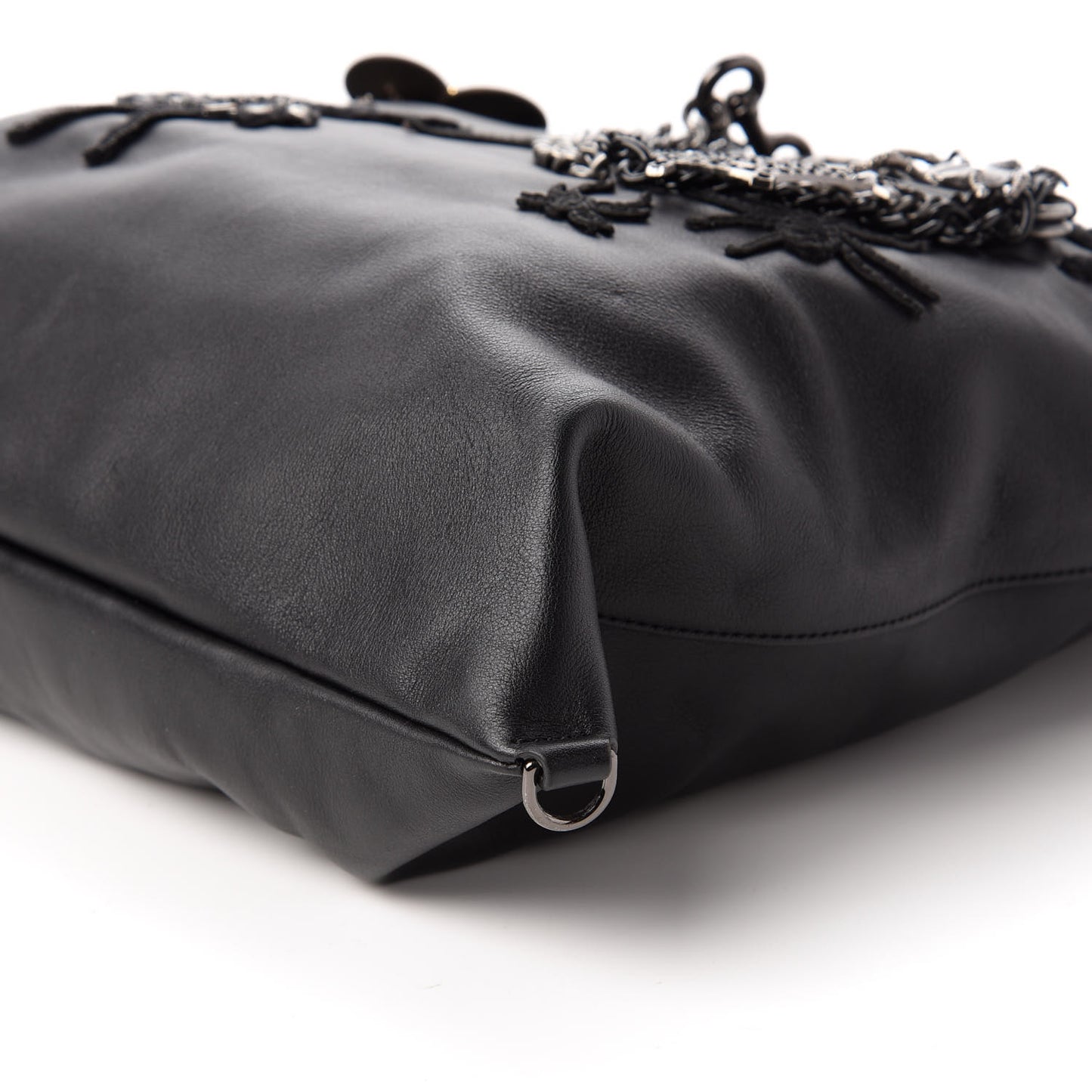 Calfskin Large Wingman Badges Shopping Tote Black