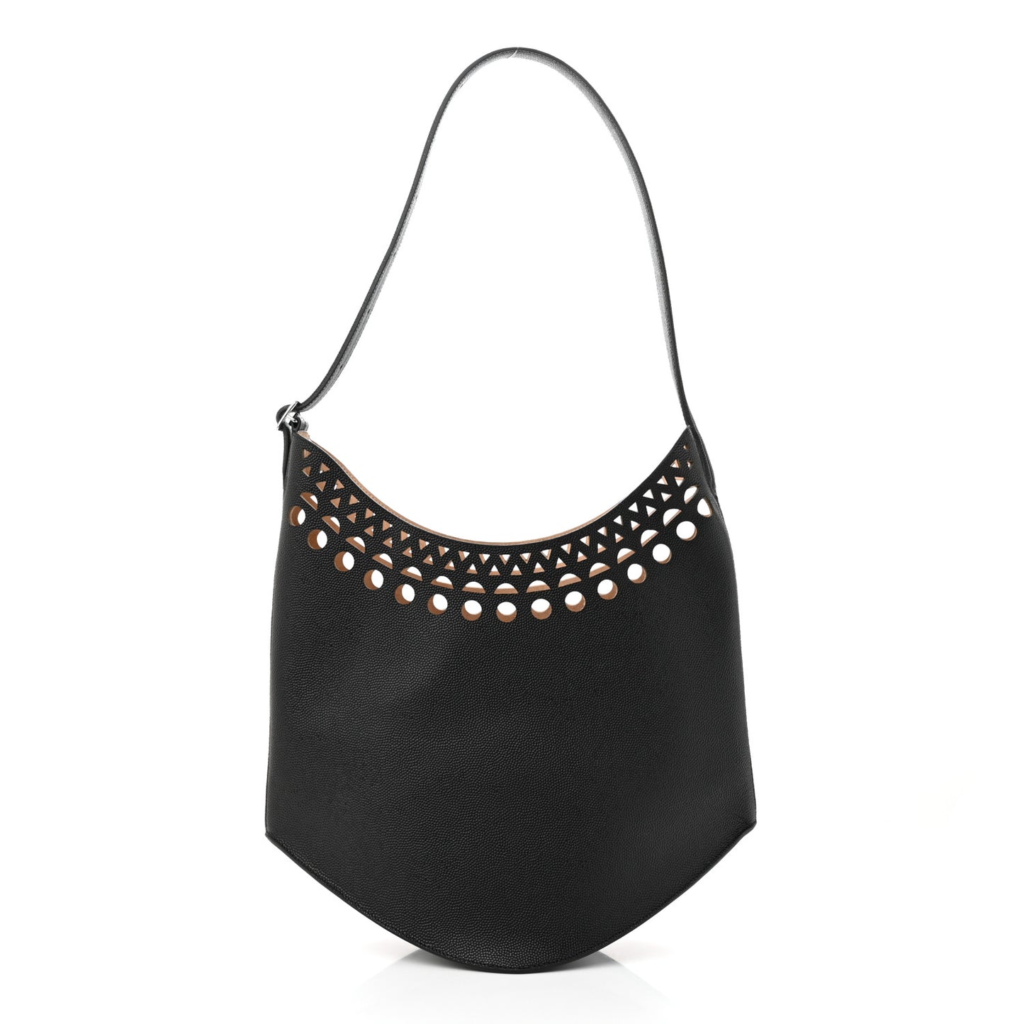 Calfskin Laser Cut Medium Gail Shoulder Bag Black