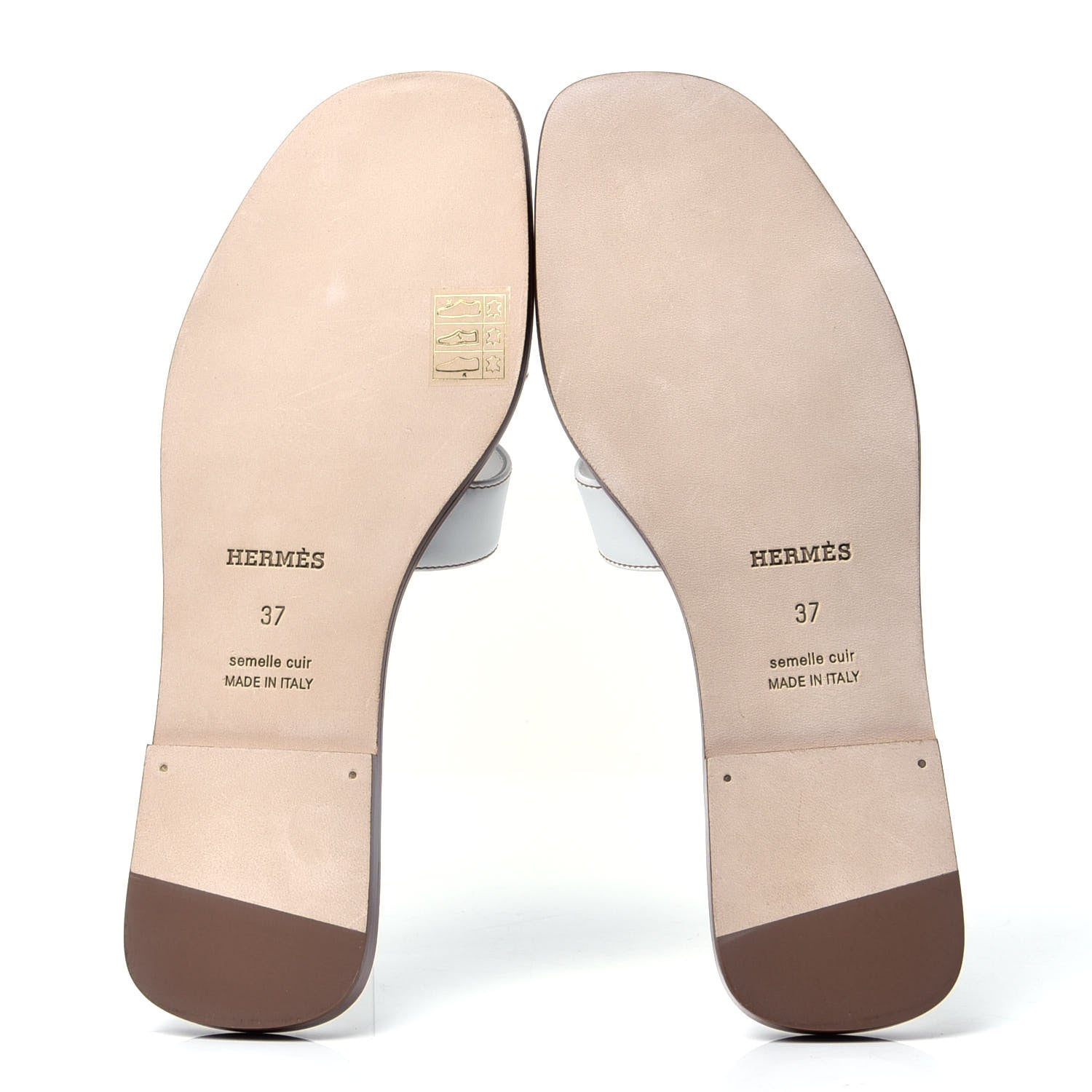 Hermes Box Calfskin Oran Sandals 37 White 5 of 6