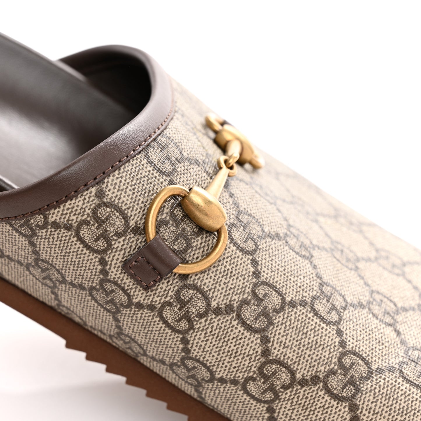 GG Supreme Monogram Miro Soft Calfskin Mens Horsebit Slippers 11 Beige Ebony New Acero