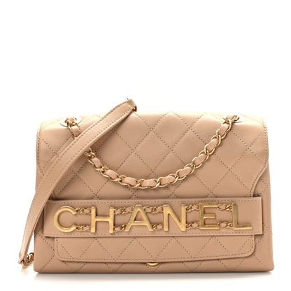 Chanel Calfskin Quilted Enchained Flap Beige 1 of 9