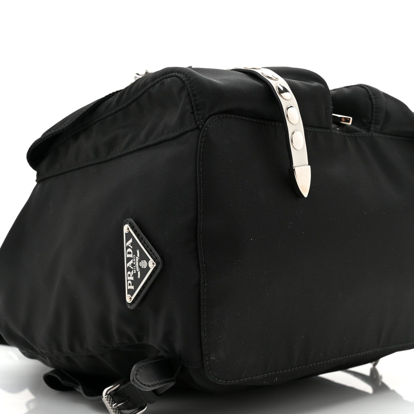 Nylon New Vela Studded Backpack Black White
