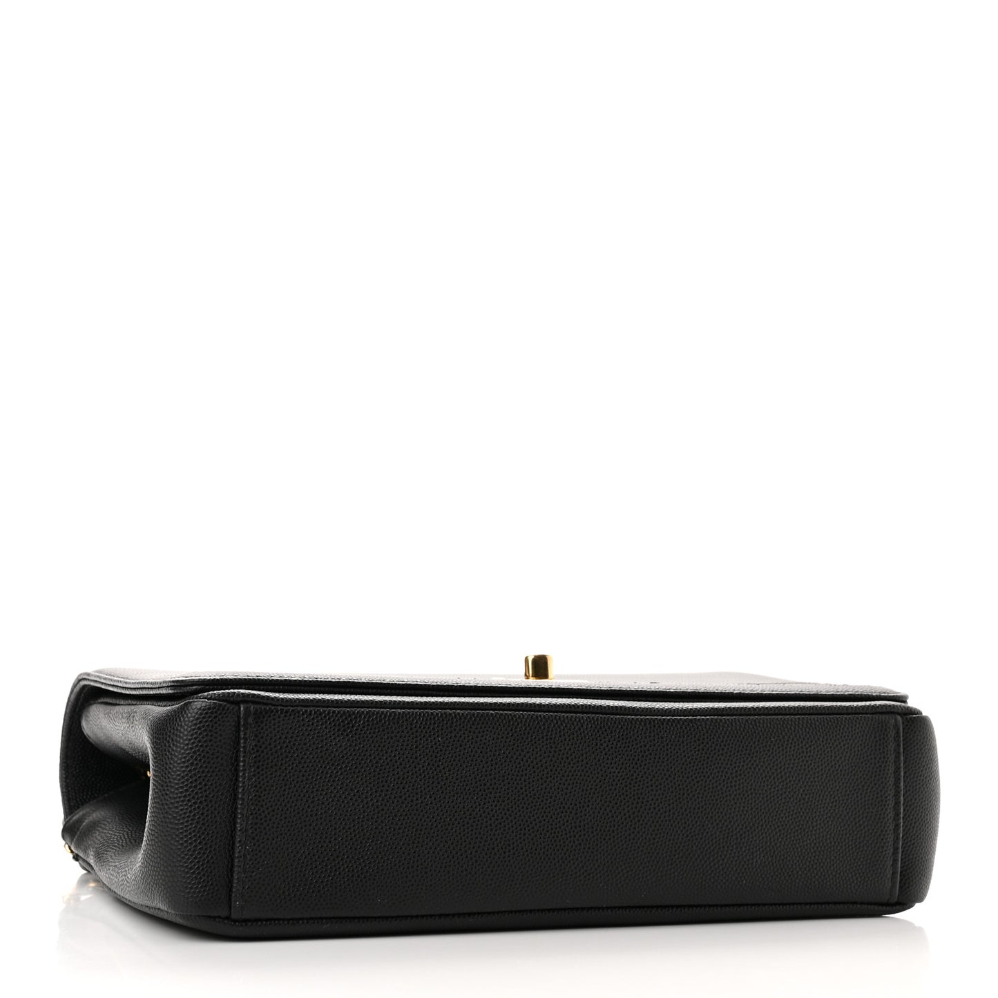 Grained Calfskin Embroidered Captain Gold Flap Bag Black