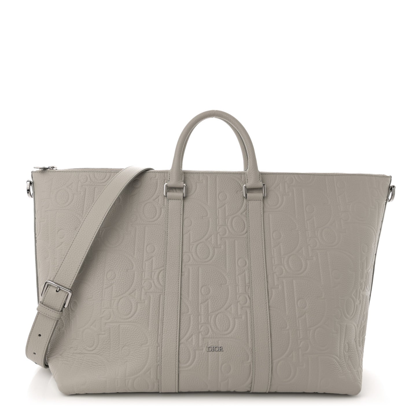 Grained Calfskin Embossed Dior Gravity Weekender 40 Beige