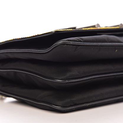 Prada Nylon Calf Hair Leopard Print Crossbody Bag Black Sole 14 of 17