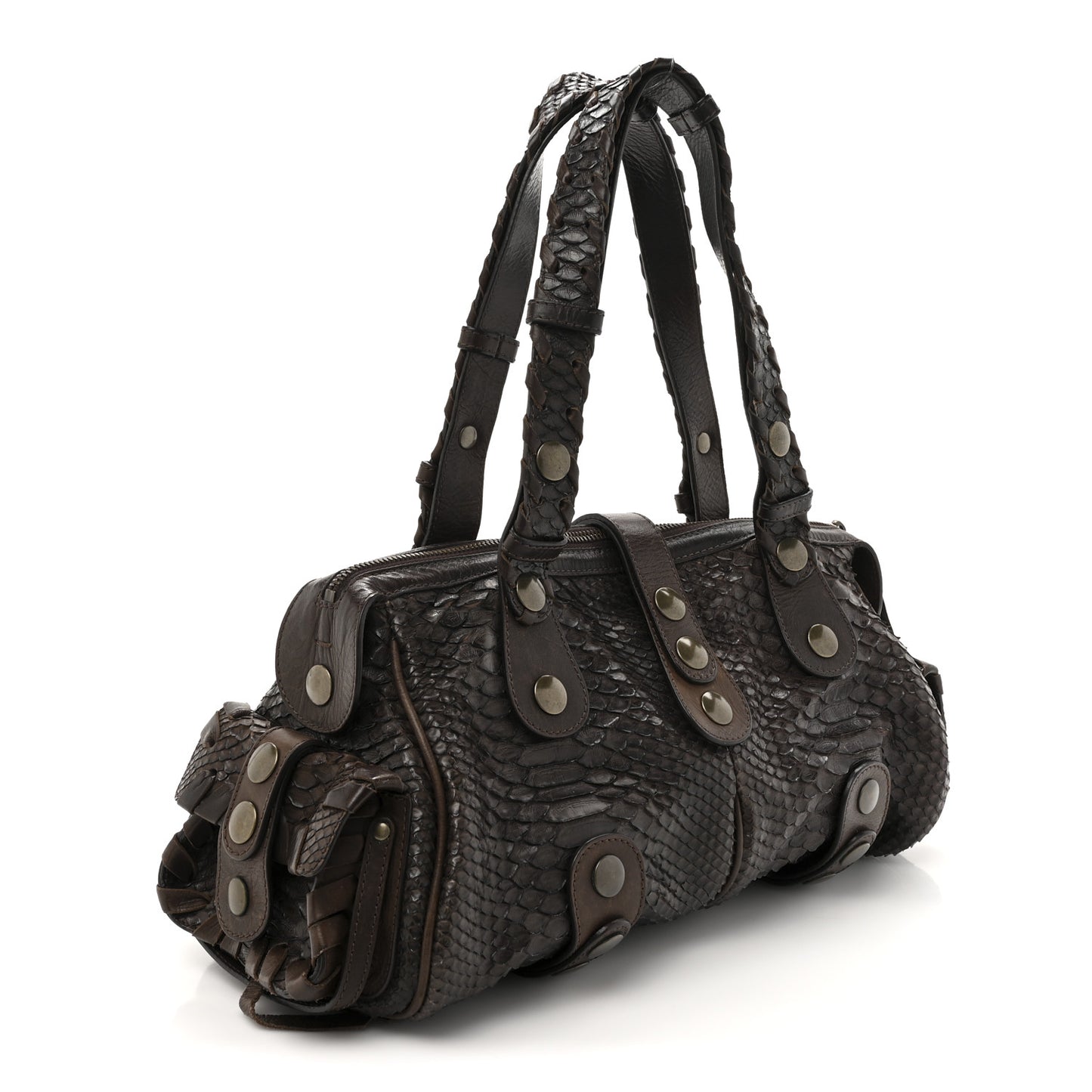 Snakeskin Silverado Shoulder Bag Dark Brown
