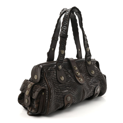 Chloe Snakeskin Silverado Shoulder Bag Dark Brown 4 of 23
