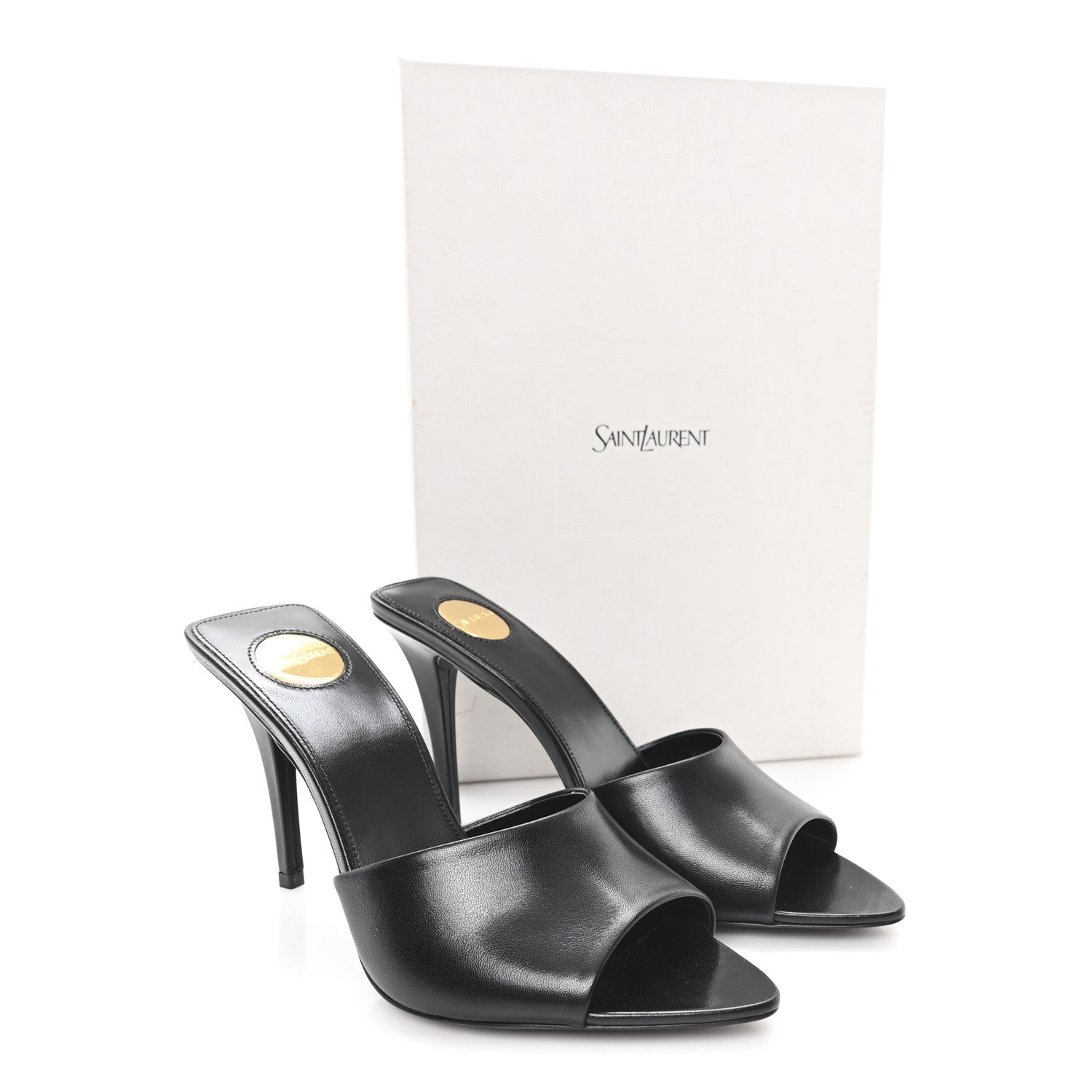 Saint Laurent Nappa Goldie Mule Sandal 37.5 Black 9 of 9