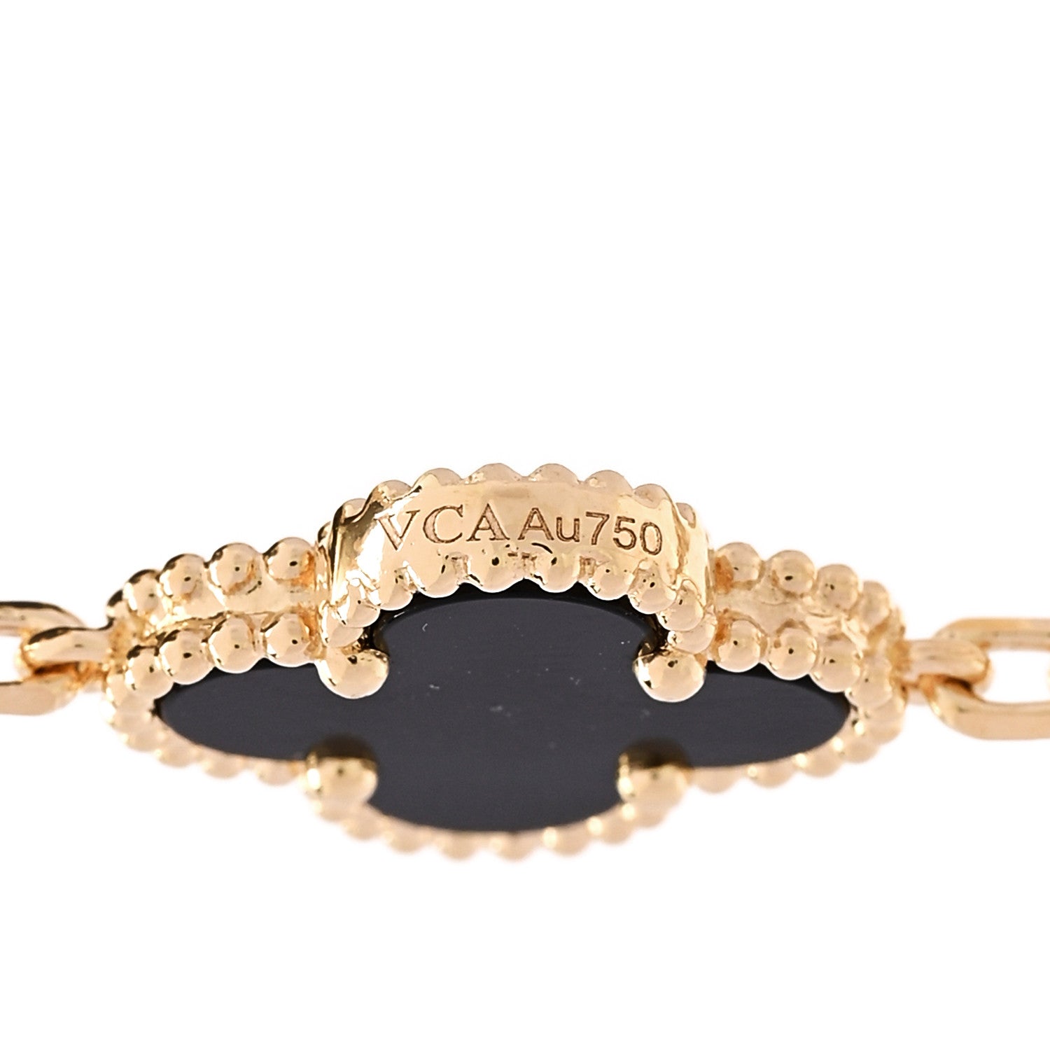 Van Cleef & Arpels 18K Yellow Gold Black Onyx 20 Motifs Vintage Alhambra Necklace 5 of 7