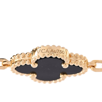 Van Cleef & Arpels 18K Yellow Gold Black Onyx 20 Motifs Vintage Alhambra Necklace 5 of 7