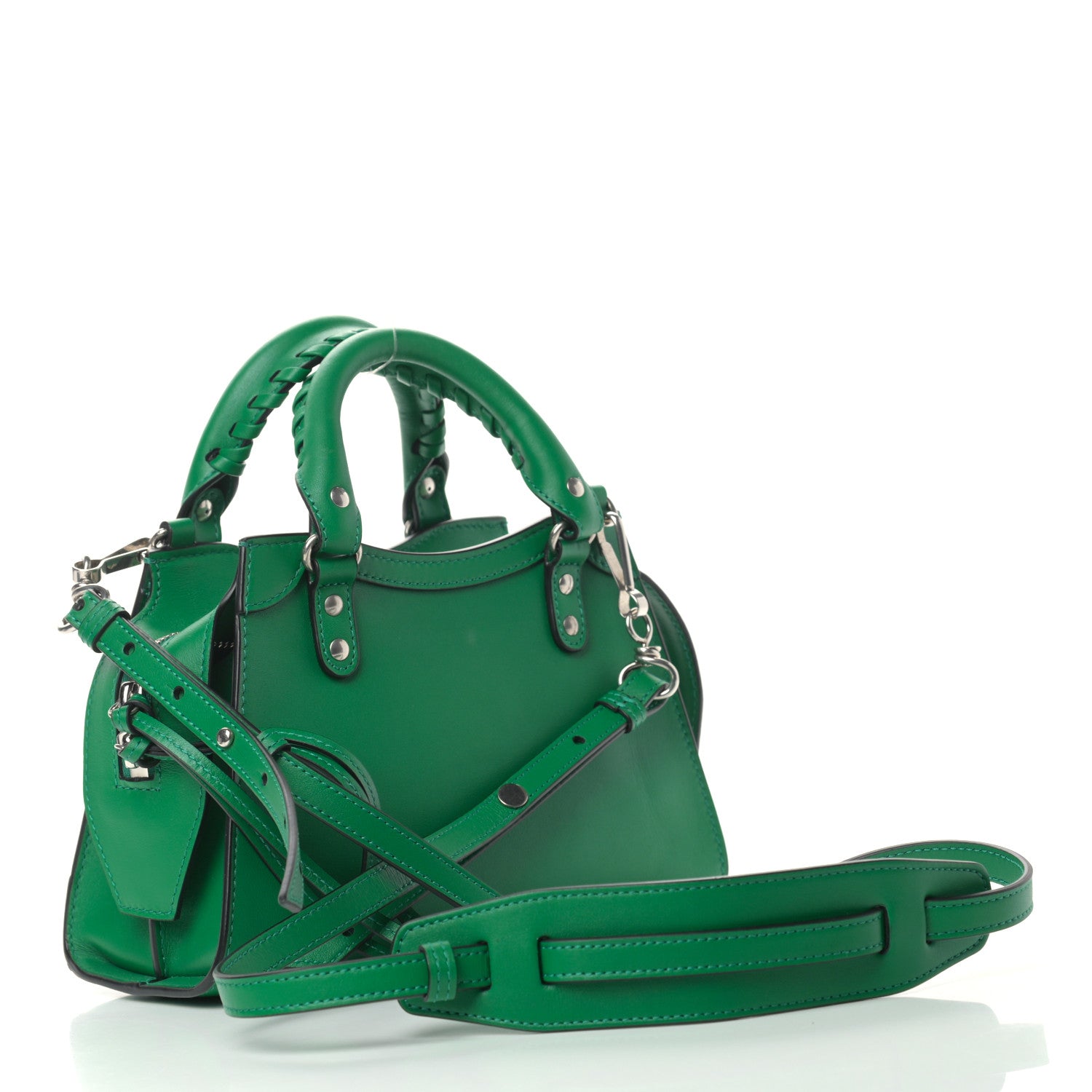 Balenciaga Smooth Calfskin Neo Classic Silver Hardware Mini City Grass Green 3 of 9