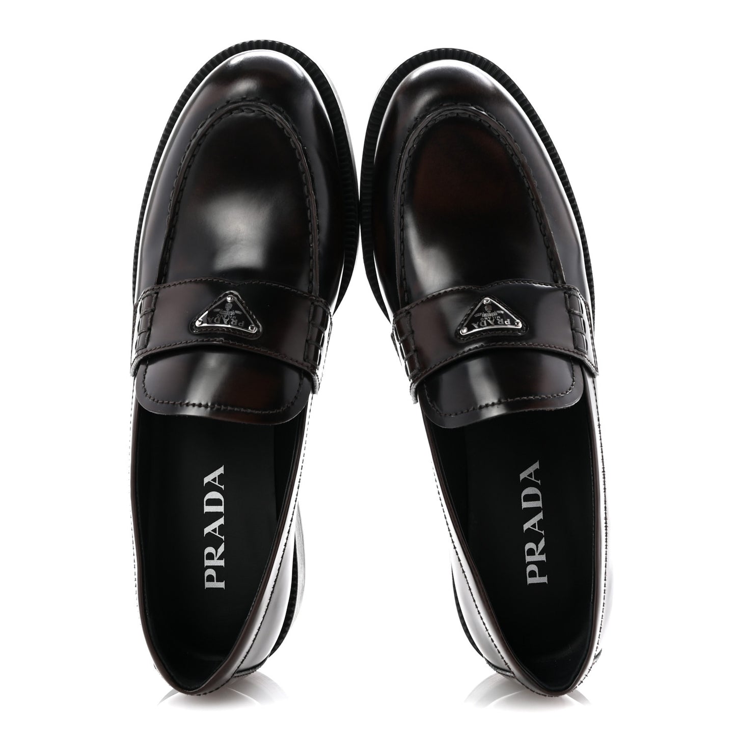 Spazzolato Fume Metal Triangle Logo 35mm Loafers 38.5 Bruciato