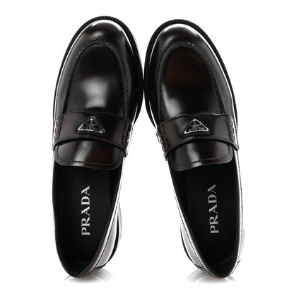 Prada Spazzolato Fume Metal Triangle Logo 35mm Loafers 38.5 Bruciato 2 of 9