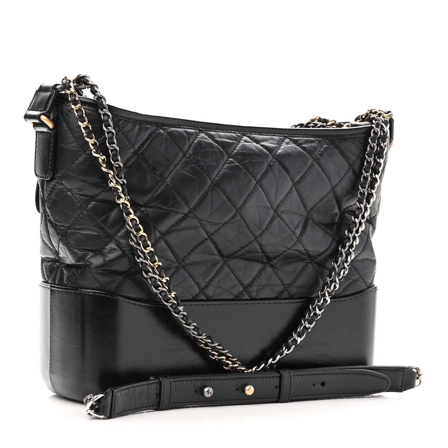 Chanel Aged Calfskin Quilted Medium Gabrielle Hobo Black 3 of 11