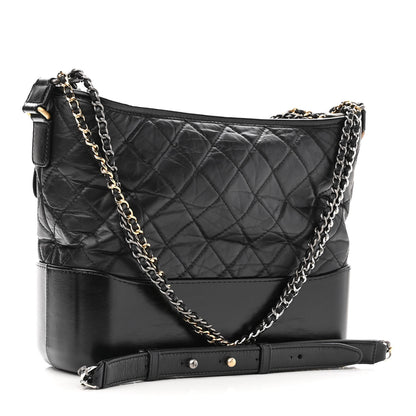 Chanel Aged Calfskin Quilted Medium Gabrielle Hobo Black 3 of 11