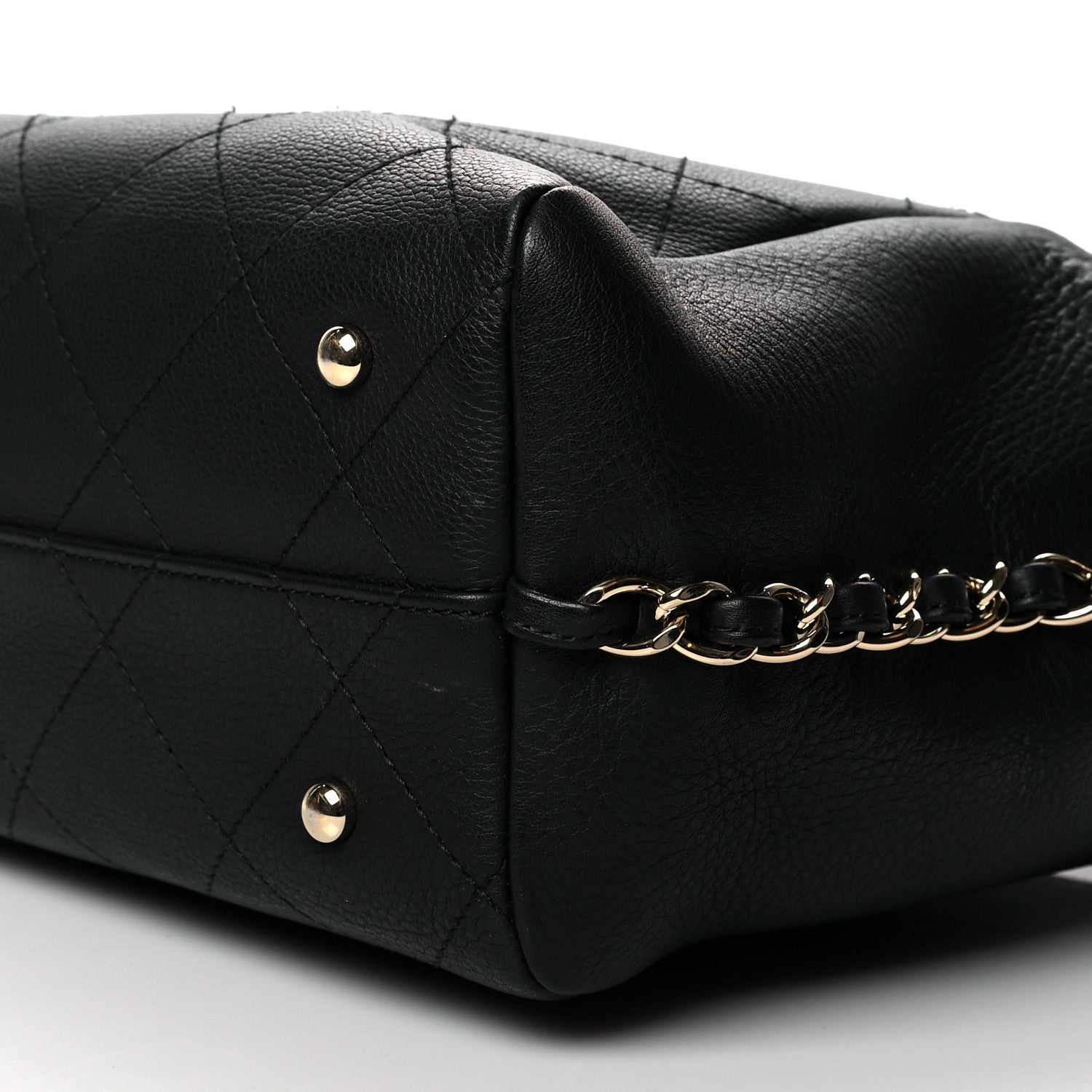 Chanel Bullskin Stitched Small Shopping Tote Black 10 of 10