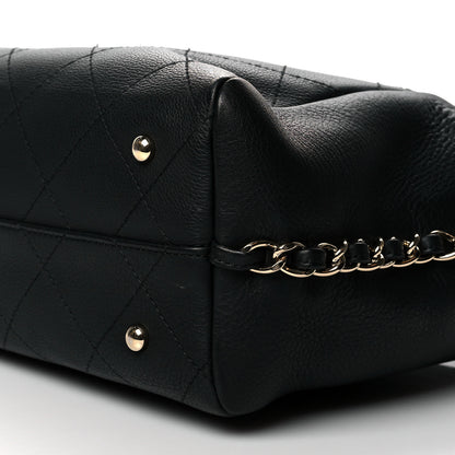 Chanel Bullskin Stitched Small Shopping Tote Black 10 of 10