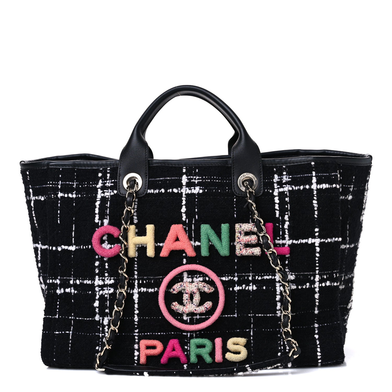 Chanel Tweed Medium Deauville Tote Black White Multicolor 1 of 11