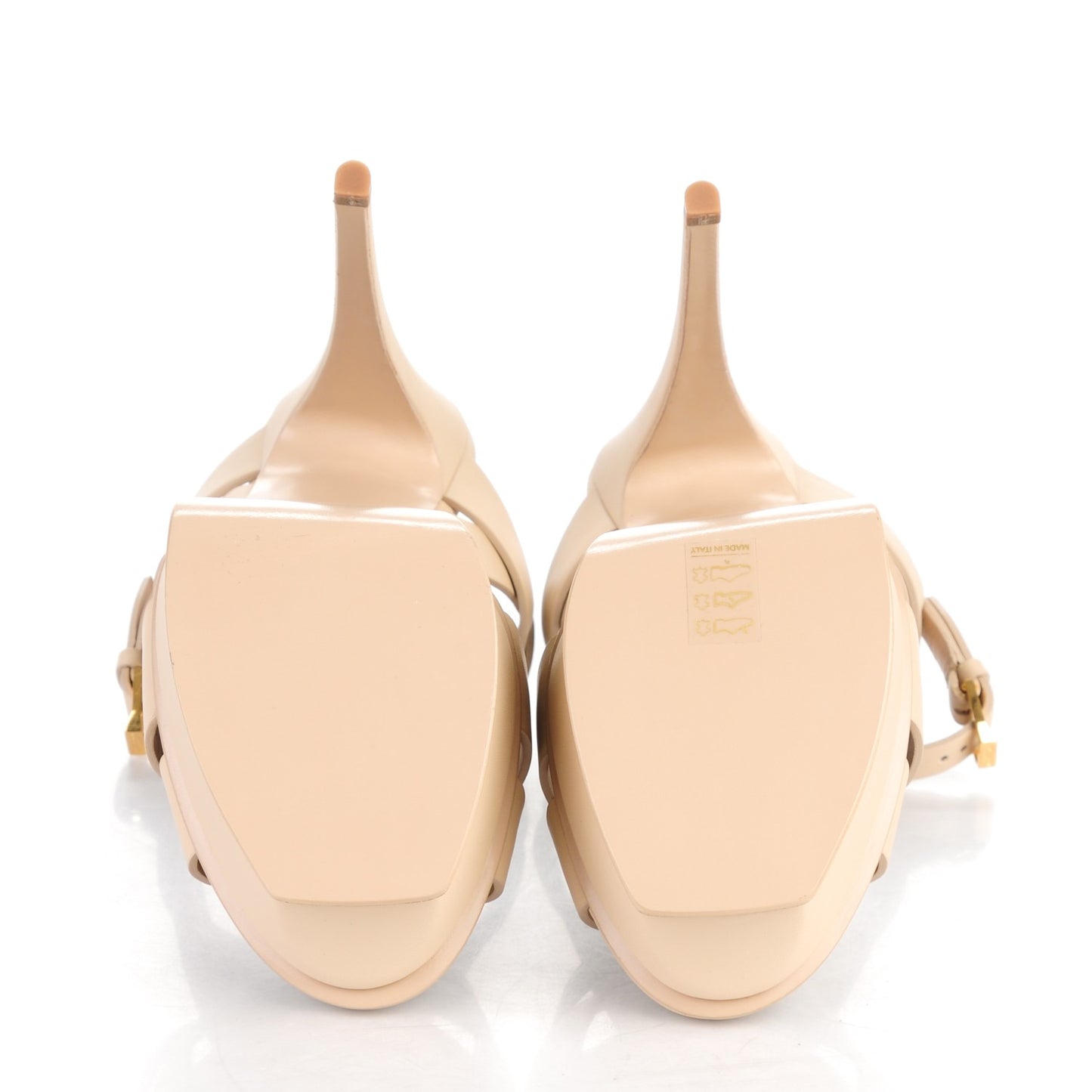 Calfskin Tribute 105 Platform Sandals 39 Nude Powder