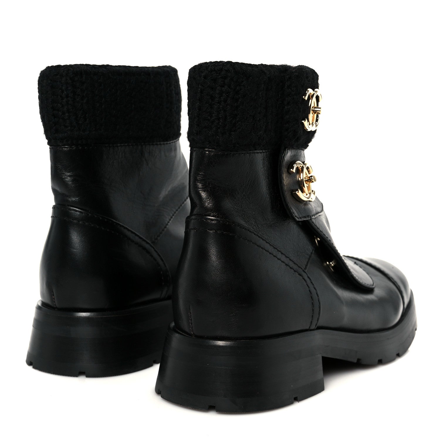 Chanel Calfskin Knit CC Short Boots 38 Black 5 of 10