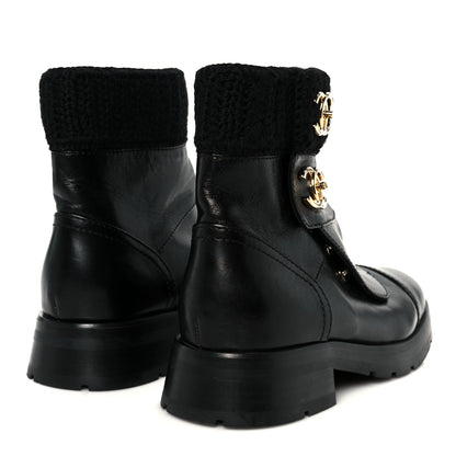 Chanel Calfskin Knit CC Short Boots 38 Black 5 of 10
