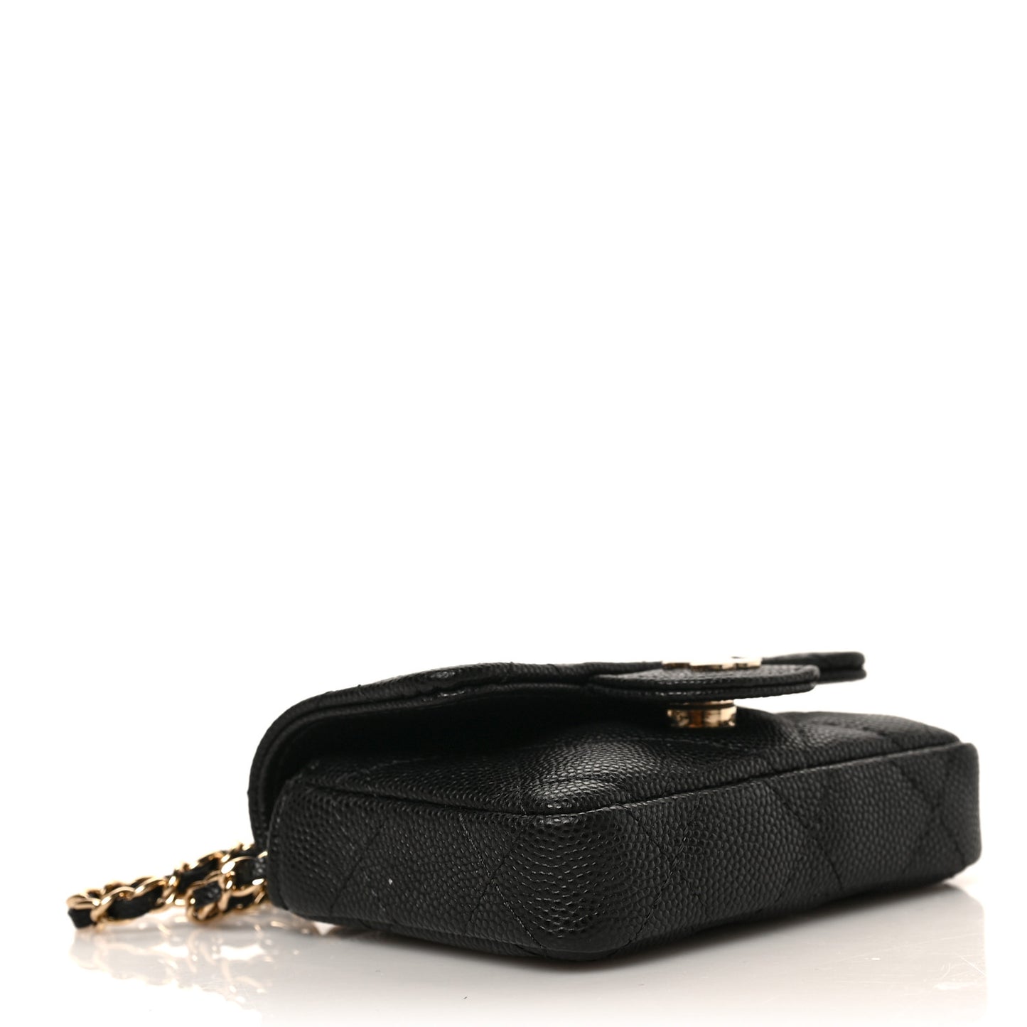 Caviar Quilted Mini Chain Belt Bag Black