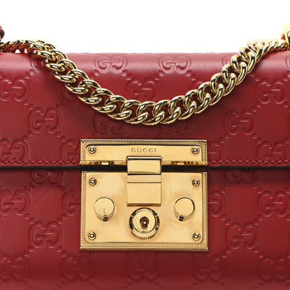 Gucci Guccissima Small Padlock Shoulder Bag Hibiscus Red 8 of 10