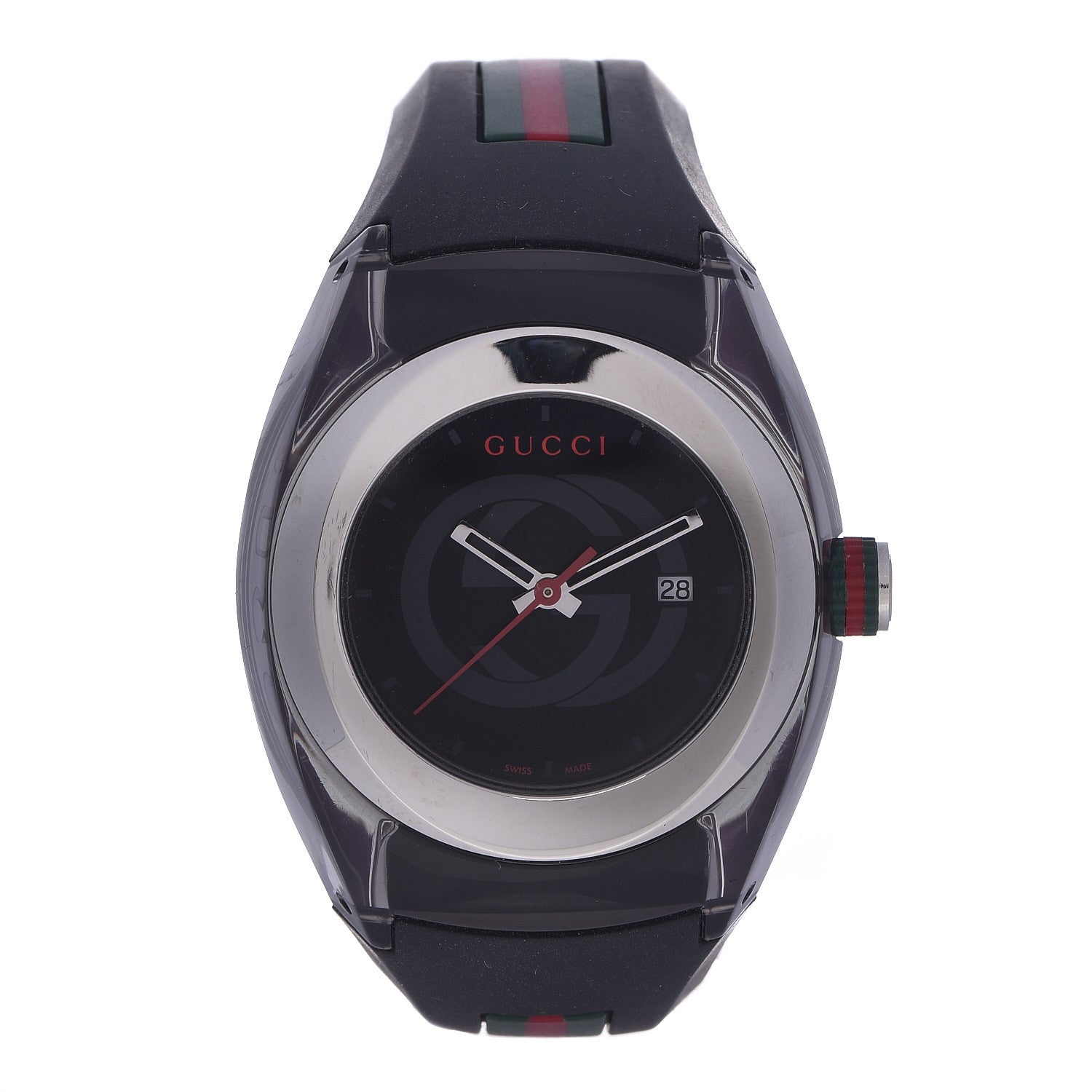 Gucci Stainless Steel Rubber 36mm Sync Web Quartz Watch Black 1 of 8