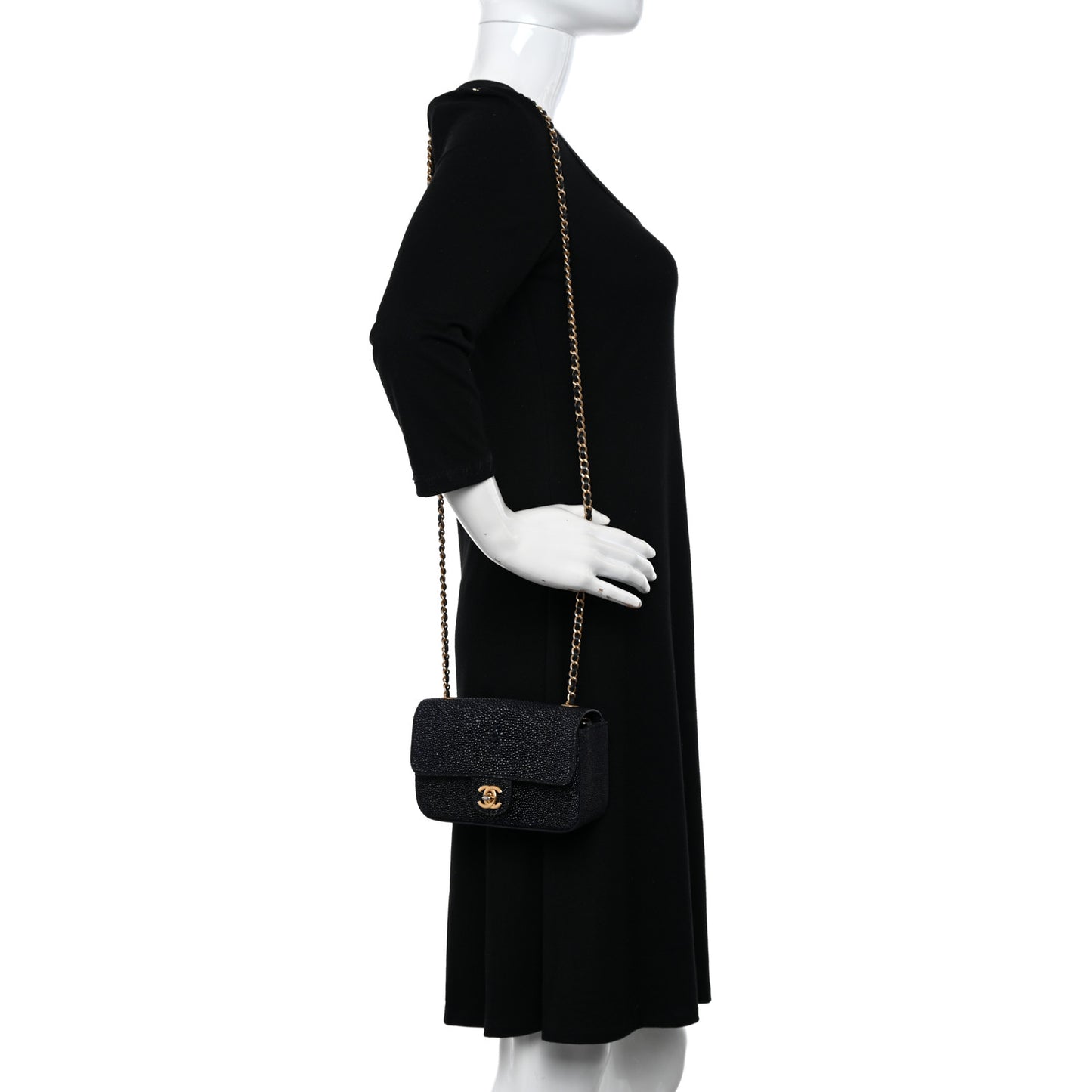 Galuchat Stingray Mini Flap Black