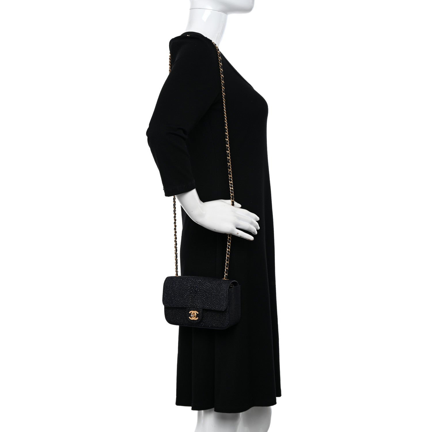 Chanel Galuchat Stingray Mini Flap Black 2 of 15