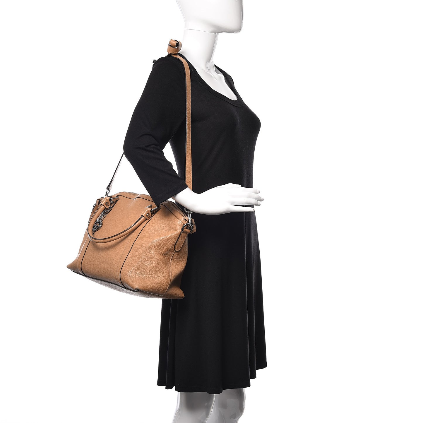 Pebbled Calfskin Medium GG Convertible Dome Satchel Beige