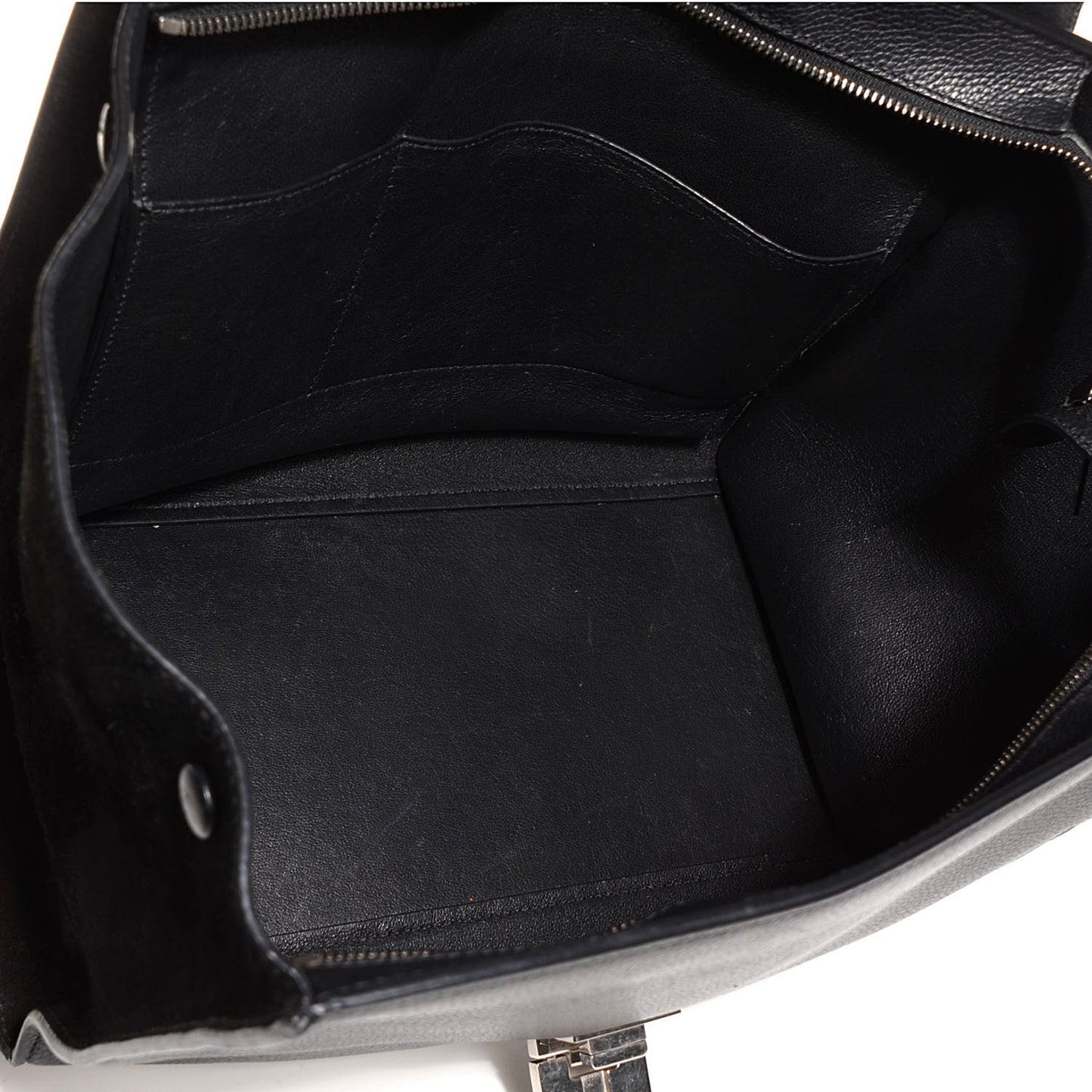 Drummed Calfskin Suede Medium Trapeze Black