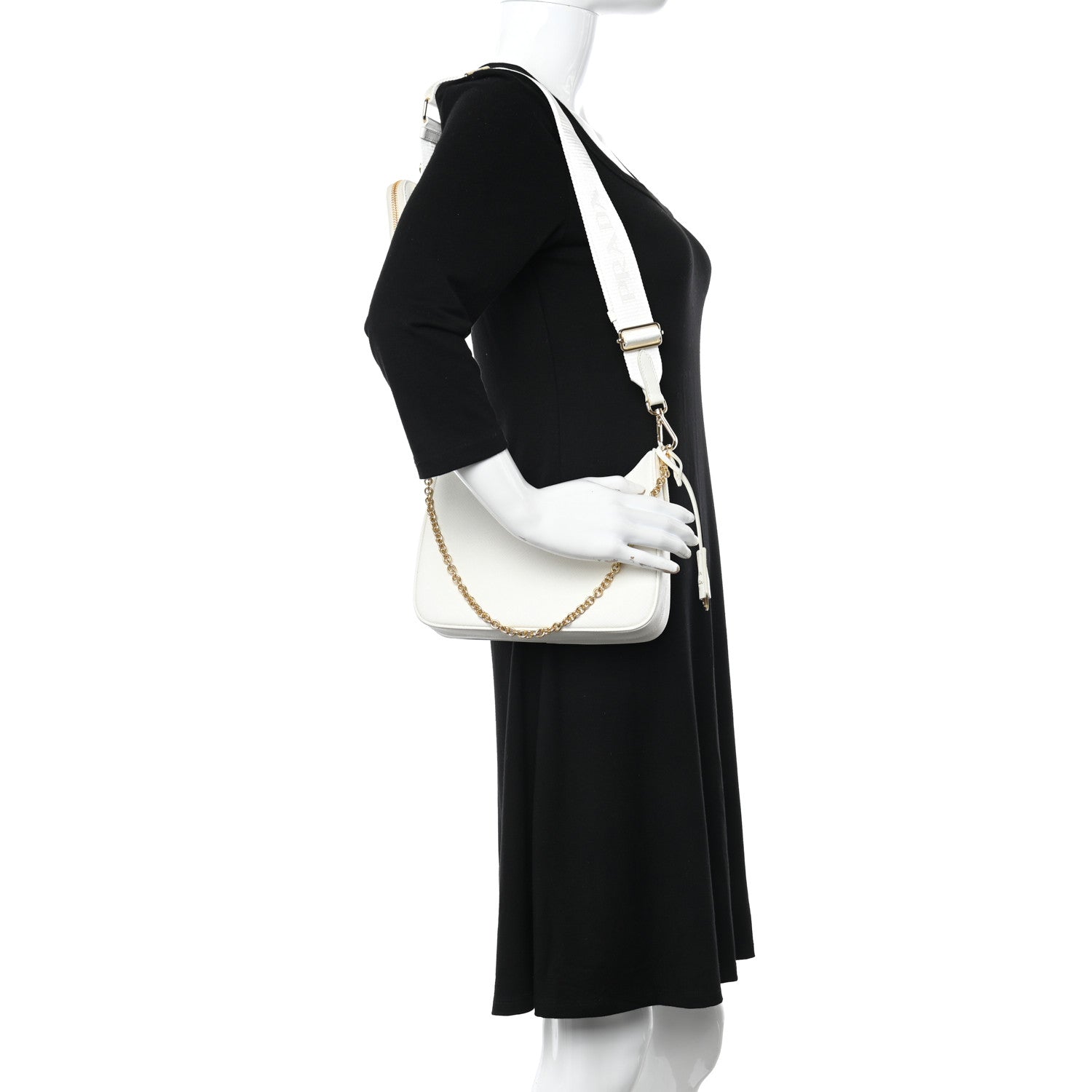 Prada Saffiano Re-Edition 2005 Shoulder Bag White 2 of 14