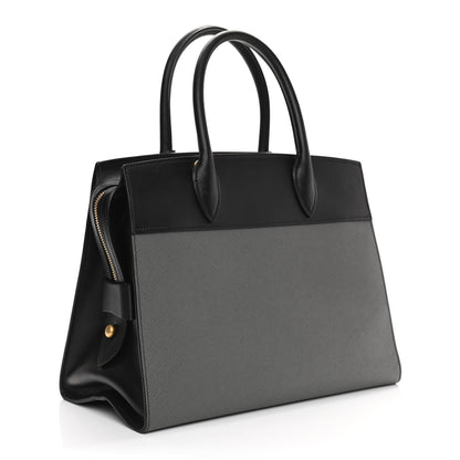 Prada Saffiano City Calf Medium Esplanade Tote Mercurio Black 3 of 9